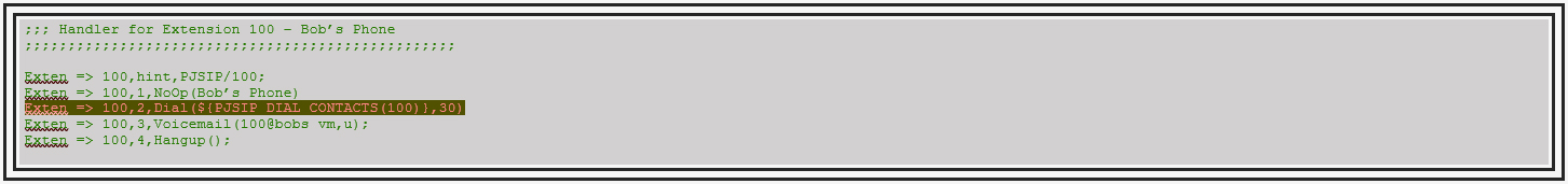 Набор номера с помощью PJSIP_DIAL_CONTACTS